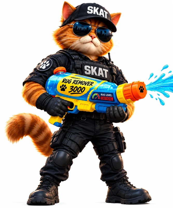 SKAT holding the Rug Remover 3000 water blaster